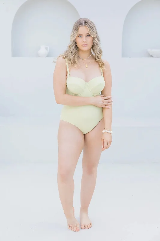 Peplum One-Pieces for Feminine -Matcha Balconette One Piece