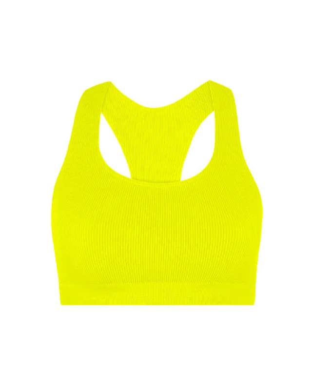 Vintage One-Pieces for Nostalgia -RIBBED ELATED Bra Top | Neon Yellow