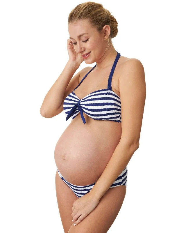 Floral bikini swim sets for feminine appeal -Rimini Blue Stripe  Bikini Set Maternity Swimsuit