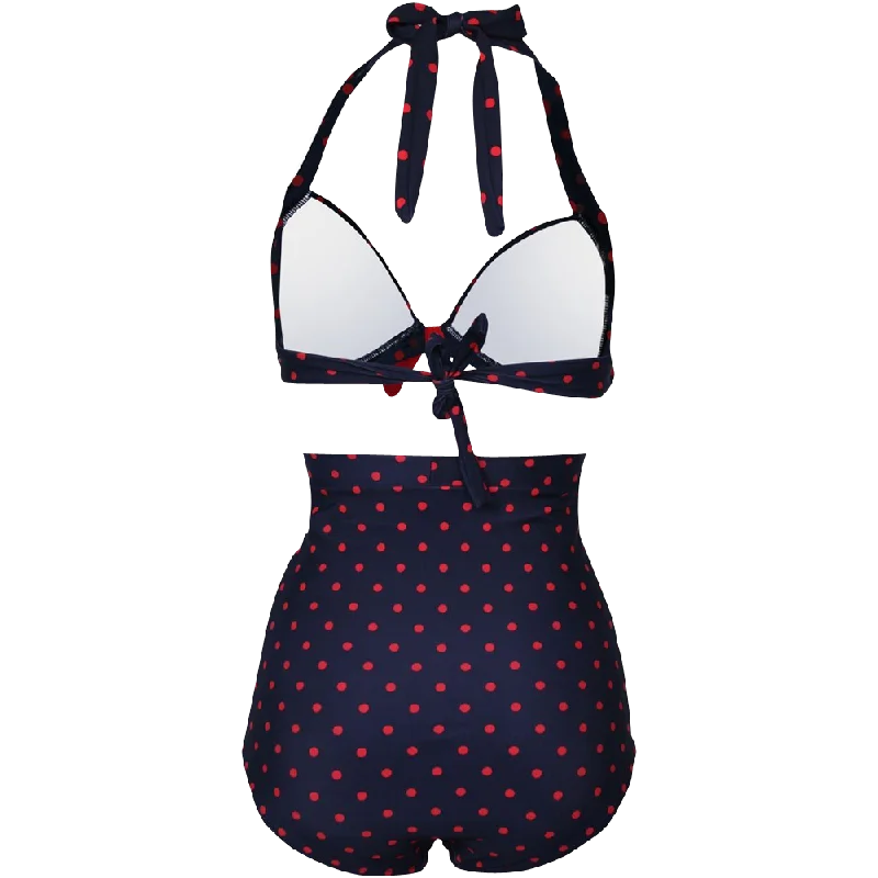 Luxury swim sets with gold accent details -Cocoship Flora Polka Vintage Bikini Swimsuits Swimwear