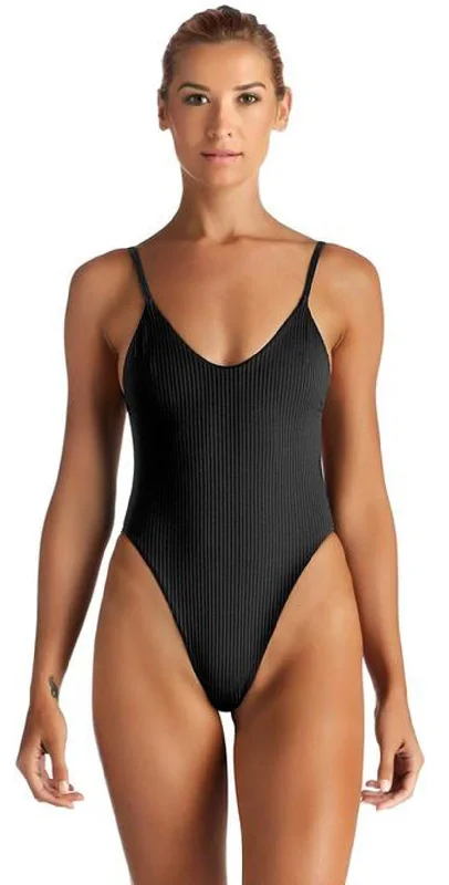 Hippie One-Pieces with Beads -Vitamin A EcoRib Yasmeen One Piece in Black