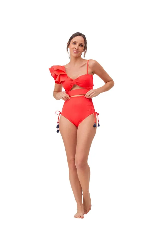 Affordable swim sets with fun pattern designs -Bikini Eva Coral Unicolor