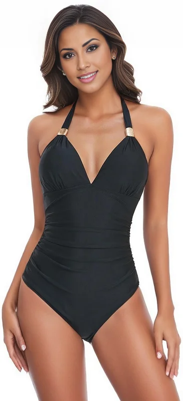 Punk One-Pieces with Spikes -Bella Black Swimsuit