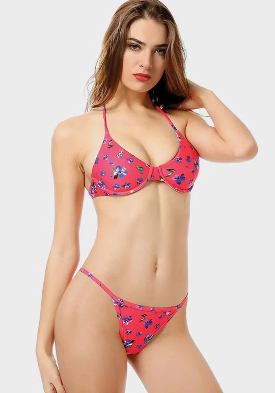 Tropical swim sets with vibrant leaf prints -Alo Push Up Bikini Set