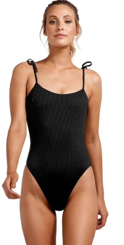 Short-Sleeved One-Pieces for Summer -Vitamin A EcoRib Valentina One Piece Swimsuit in Black