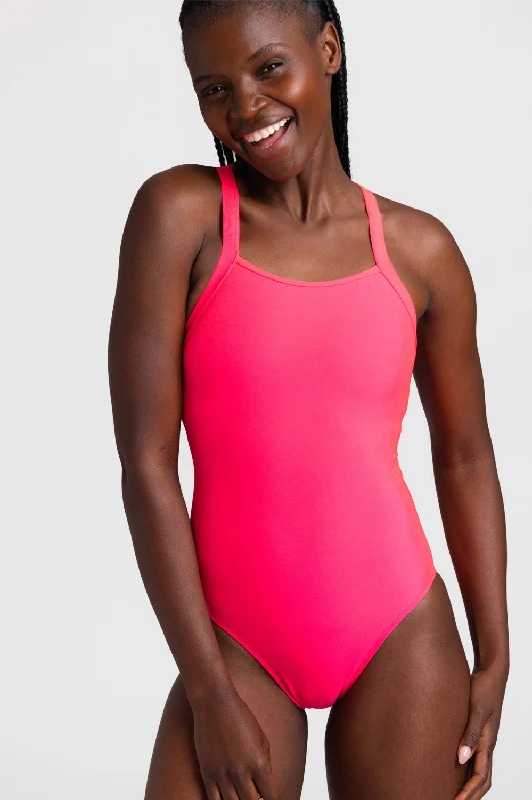 Modern One-Pieces for Trendy -Caroline Swim Onesie - Hot Pink