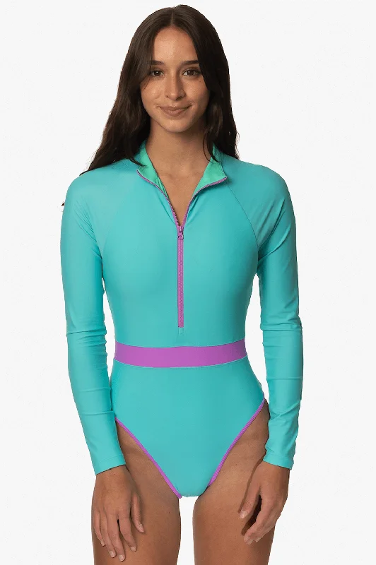 Workout One-Pieces for Gym -Nazare Long Sleeve Zip-Up Surf One Piece - Manifest