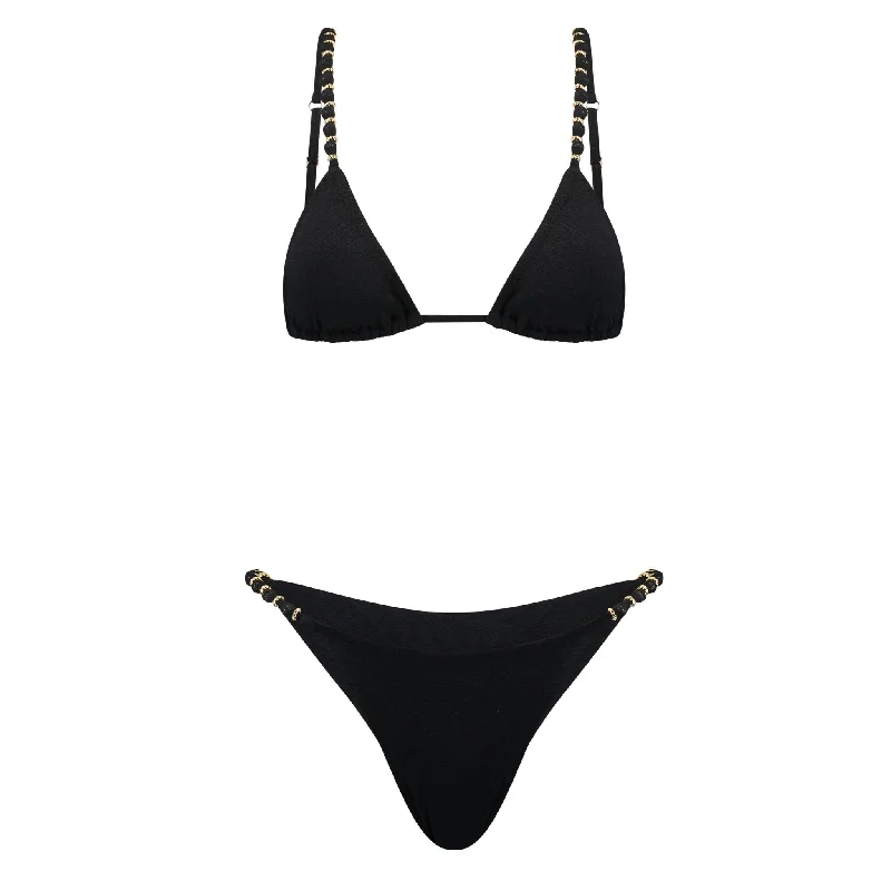 Neon swim sets for bold poolside looks -Monaco Bikini Set | Black