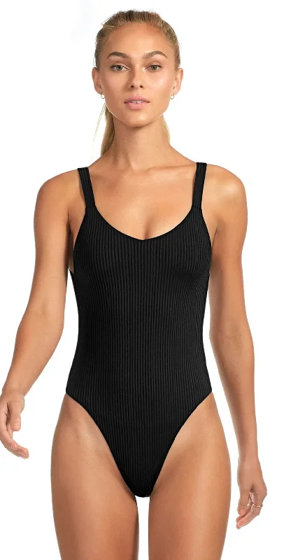 Red One-Pieces for Statement -Vitamin A EcoRib Leah One Piece Swimsuit in Black