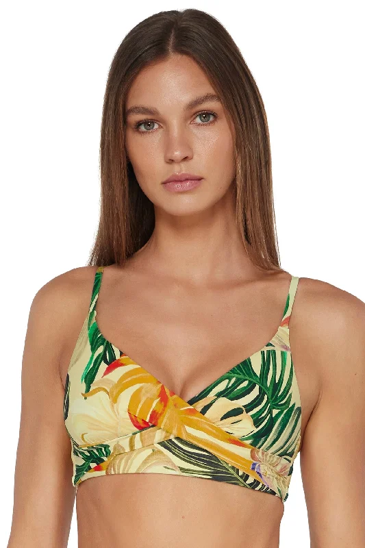 Tropical swim sets with vibrant leaf prints -Sunsets Amber Oasis Lyla Bralette Top