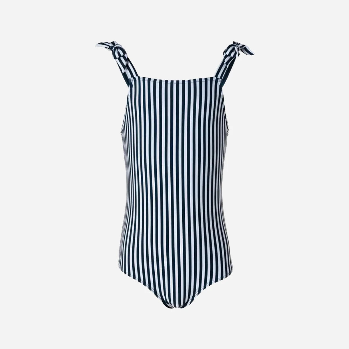 Floral One-Pieces with Petals -Nautical Stripes Girls Swimsuit with Bow