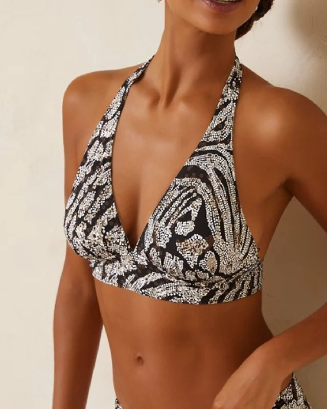 Sporty bikini swim sets for athletic vibes -2024 Tommy Bahama Playa Brava Reversible Halter Bikini Top - Ss100406