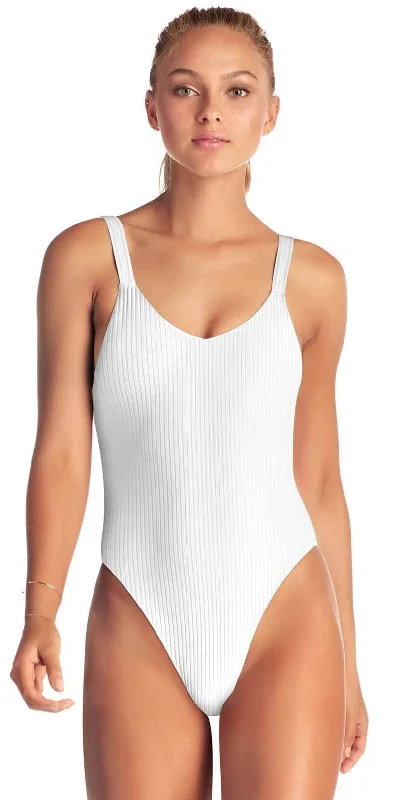 Dance One-Pieces for Movement -Vitamin A EcoRib Leah Full Coverage One Piece Swimsuit in White