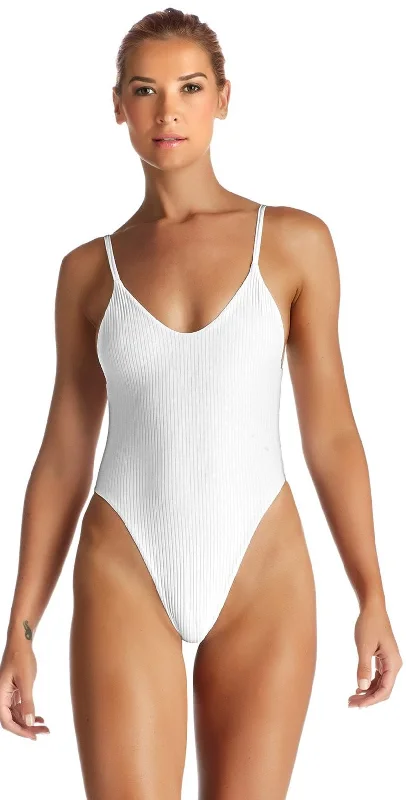 Punk One-Pieces with Spikes -Vitamin A EcoRib Yasmeen One Piece in White