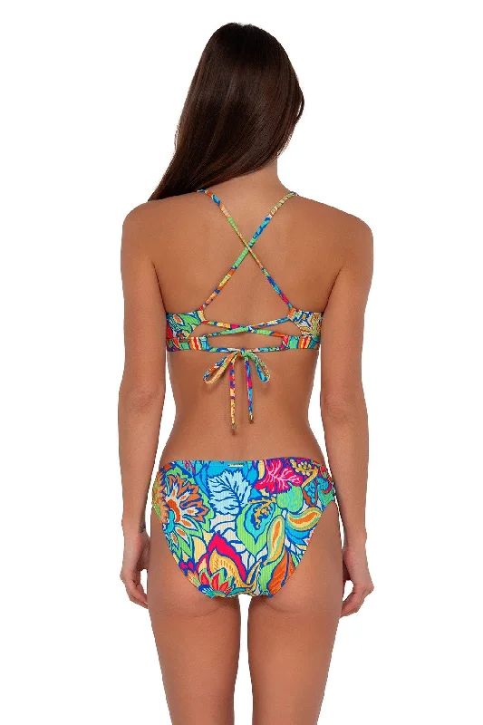 Cute bikini swim sets with tie-front detail -Sunsets Fiji Sandbar Rib Audra Hipster Bottom