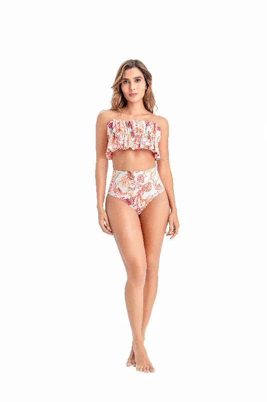 Ruffled swim sets with soft fabric ruffles -Bikini Atenea Isla Panda