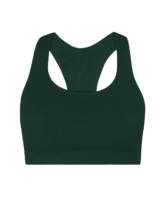 Abstract One-Pieces for Creativity -RIBBED ELATED Bra Top | Dark Green