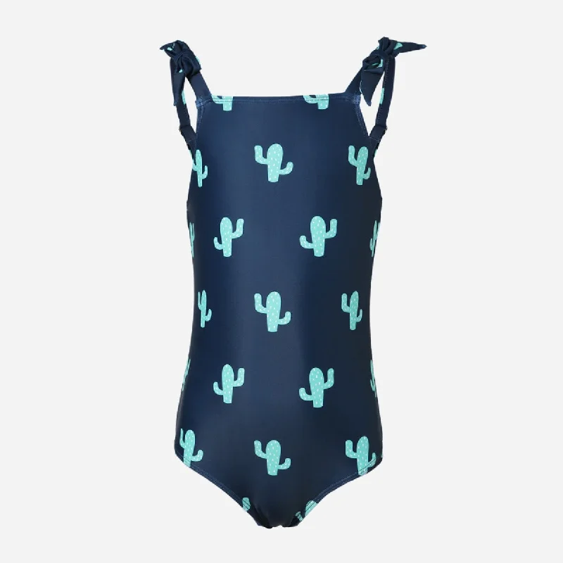 Bohemian One-Pieces with Tassels -Saguaro Cactus Girls Swimsuit with Bow