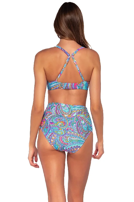 Tropical tankini swim sets for vacation fun -Sunsets Paisley Pop Hannah High Waist Bottom