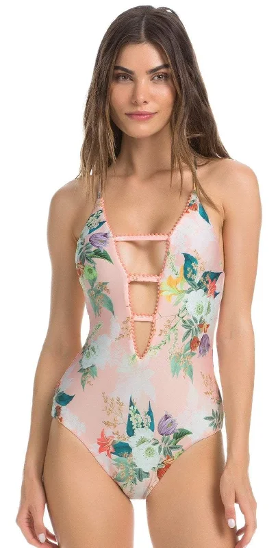 Satin One-Pieces for Shiny -Isabella Rose Blossoms One Piece in Pink Floral 4731084-MUL