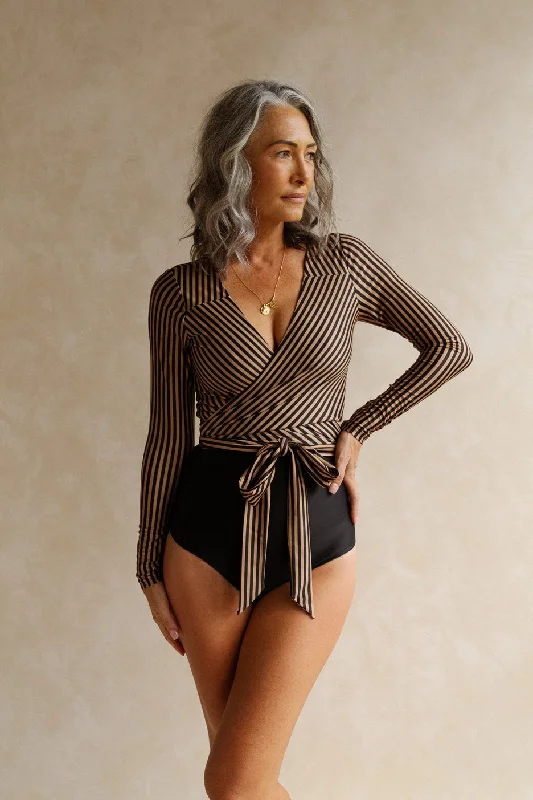 Wrap One-Pieces for Versatile -Valencia Long Sleeve Swim Wrap Top