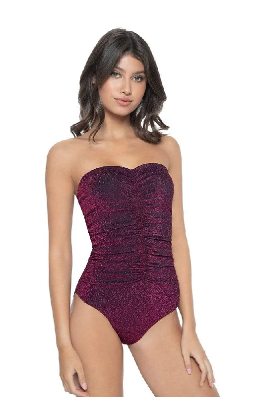 High-Waisted One-Pieces for Shape -PQ Swim Garnet Ruched One Piece