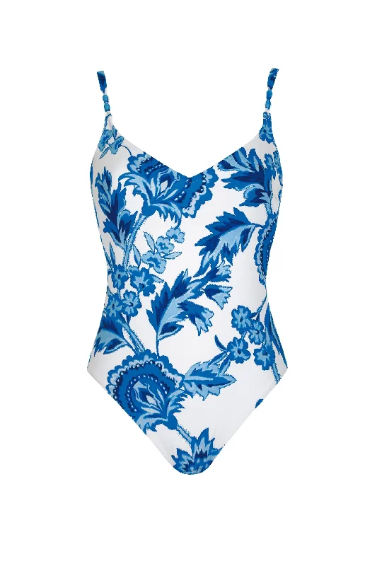 Abstract One-Pieces for Creativity -Sunflair Blue Floral One Piece