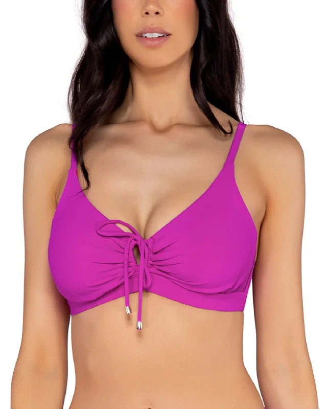 Supportive swim sets with underwire lift -2024 Sunsets Solids Kauai Keyhole Underwire D+ Bikini Top (More colors available) - 54S - Wild Orchid