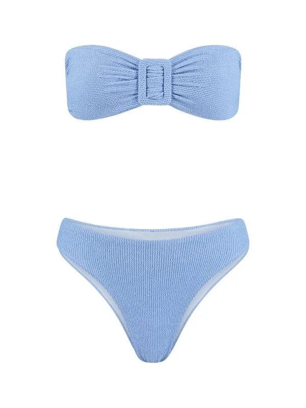 Cute high-neck swim sets for modern modesty -Firenze Bandeau Bikini Set |  Baby Blue