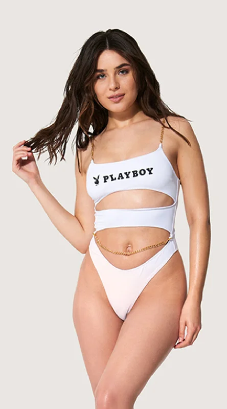 Gray One-Pieces for Subtle -Playboy Luxury Lifestyle One Piece Swimsuit