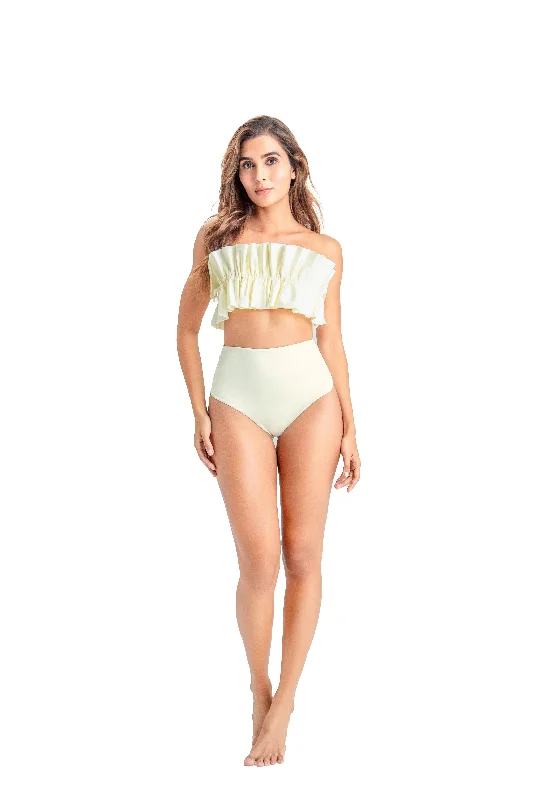 High-neck swim sets for modest chic coverage -Bikini Atenea Marfil Unicolor