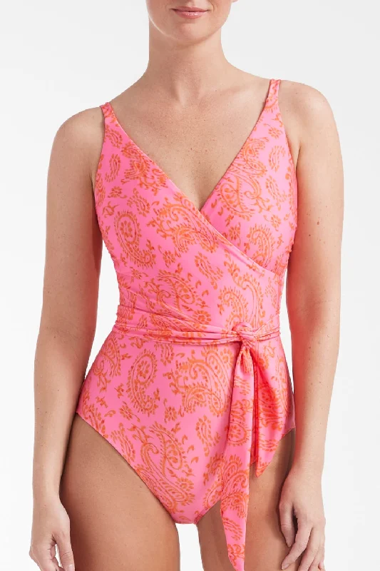 Celtic One-Pieces with Knotwork -Amelia V-Neck Wrap One-Piece Swimsuit