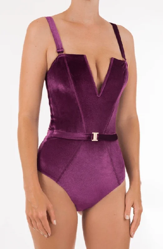 Strapless bikini swim sets for sun-kissed glow -Victory Purple Velvet One-Piece | Luxury Sculpting Swimwear