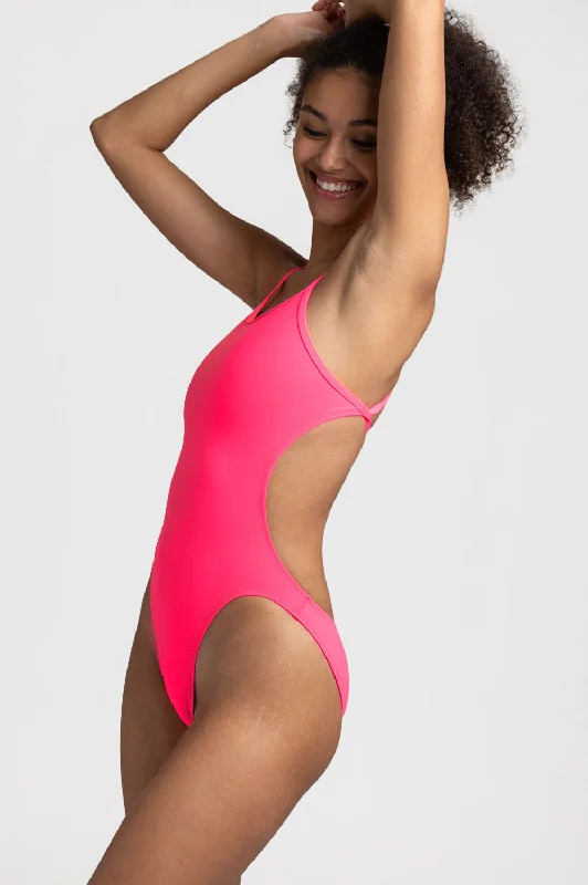 Wrap One-Pieces for Versatile -Roselyn Swim Onesie - Hot Pink