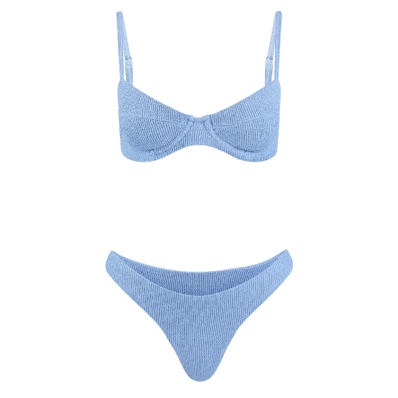 Tropical swim sets with vibrant leaf prints -Firenze Underwire Bikini Set | Baby Blue