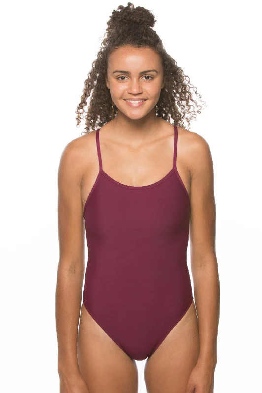 Bohemian One-Pieces with Tassels -Drew Swim Onesie - Cabernet