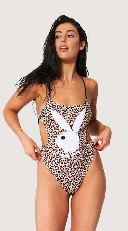 Off-Shoulder One-Pieces for Elegance -Playboy Leopard Vibes One Piece Swimsuit