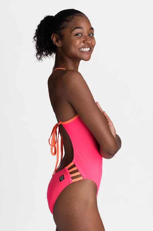 Strapless One-Pieces for Glamour -Gavin 2 Swim Onesie - Hot Pink Contrast