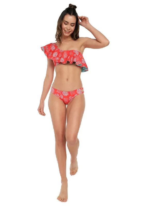 Cute high-neck swim sets for modern modesty -Bikini Beatriz  Coral Naranja