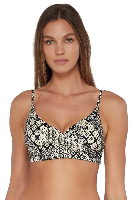 Designer swim sets with signature brand logos -Sunsets Venice Seagrass Texture Lyla Bralette Top