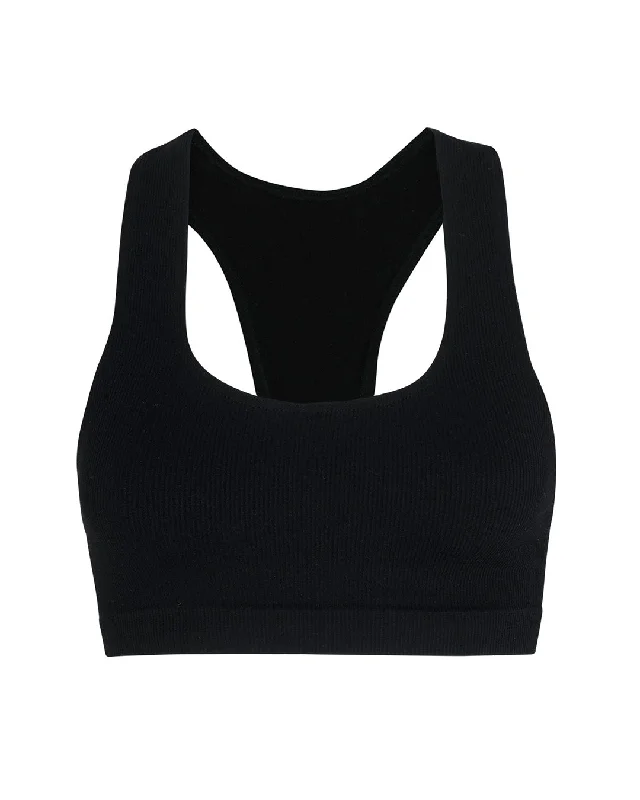 High-Waisted One-Pieces for Shape -RIBBED ELATED Bra Top | Black