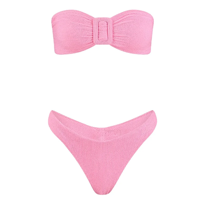 Classic swim sets for timeless beach essentials -Firenze Bandeau Bikini Set | Barbie Pink