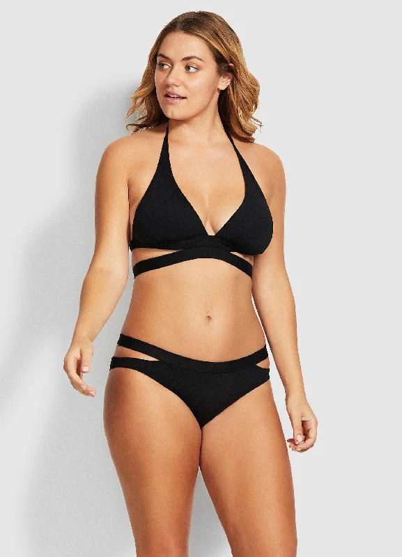 Active Split Band Hipster Bikini Pants - Black