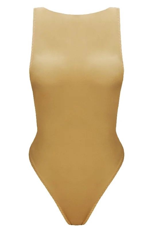 Elastic One-Pieces for Flex -Vertex Golden Beige swimsuit