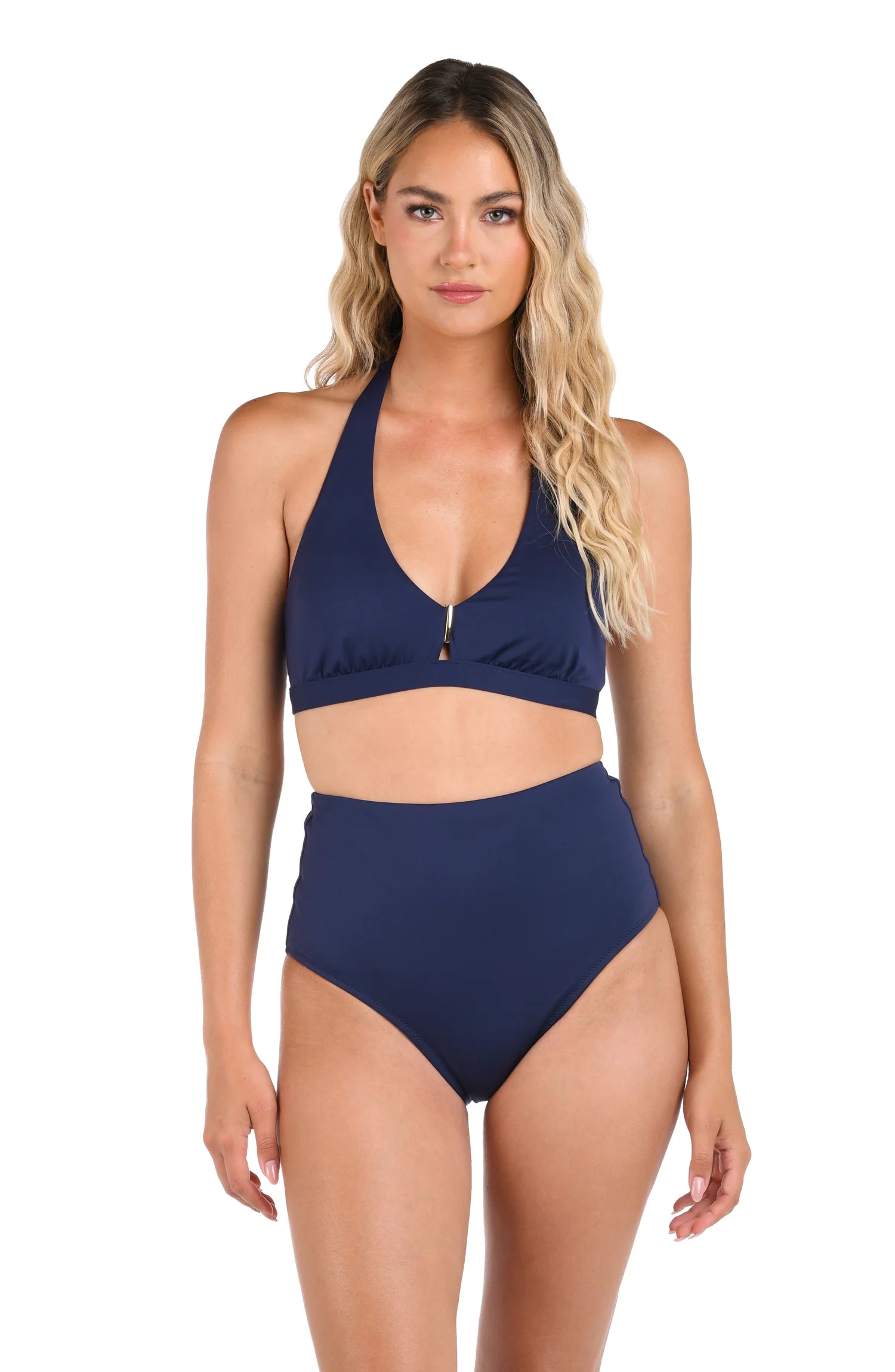 Tie-Up One-Pieces for Detail -LB Luxe V-Neck Halter Bra In Indigo - La Blanca