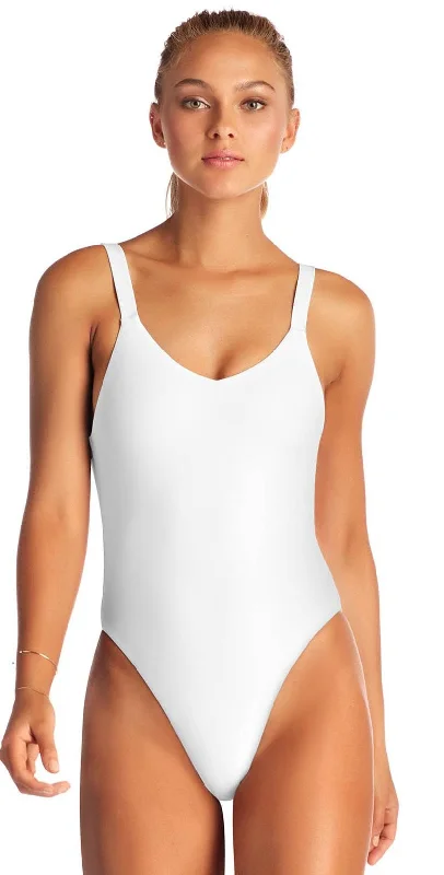 Faux Leather One-Pieces for Cheap -Vitamin A EcoLux Leah One Piece Swimsuit in White