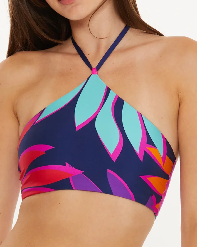 Luxury swim sets with gold accent details -2024 Trina Turk Wailea High Neck Bikini Top - 3203245