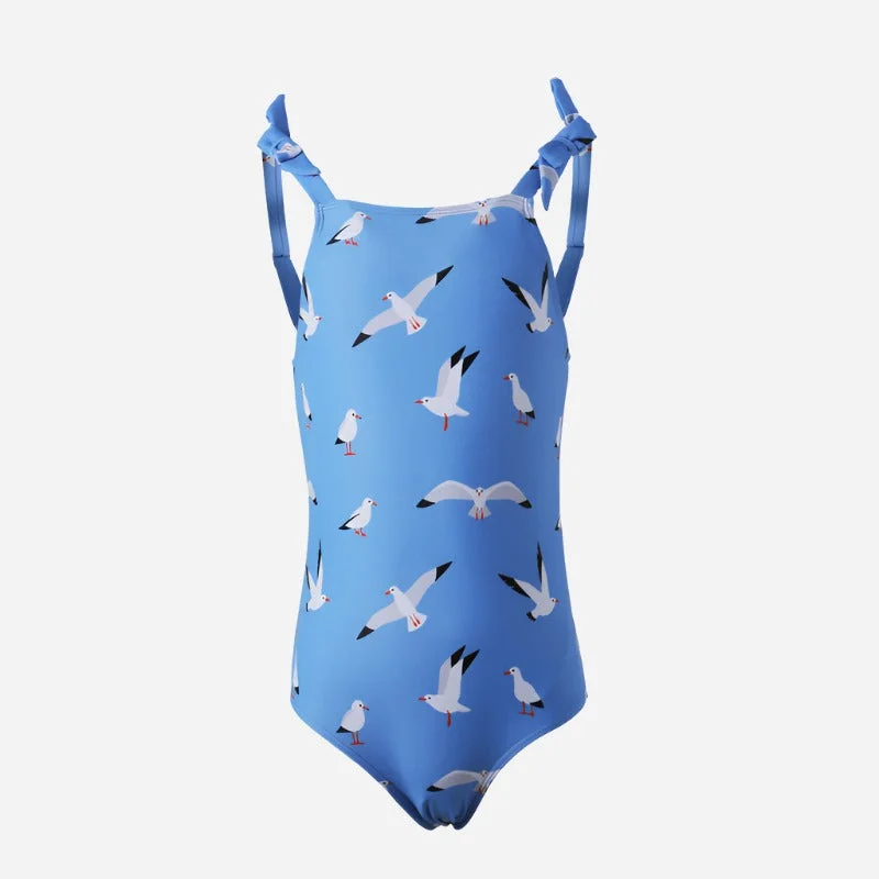 Leather One-Pieces for Luxury -Hungry Seagulls Girls Swimsuit with Bow