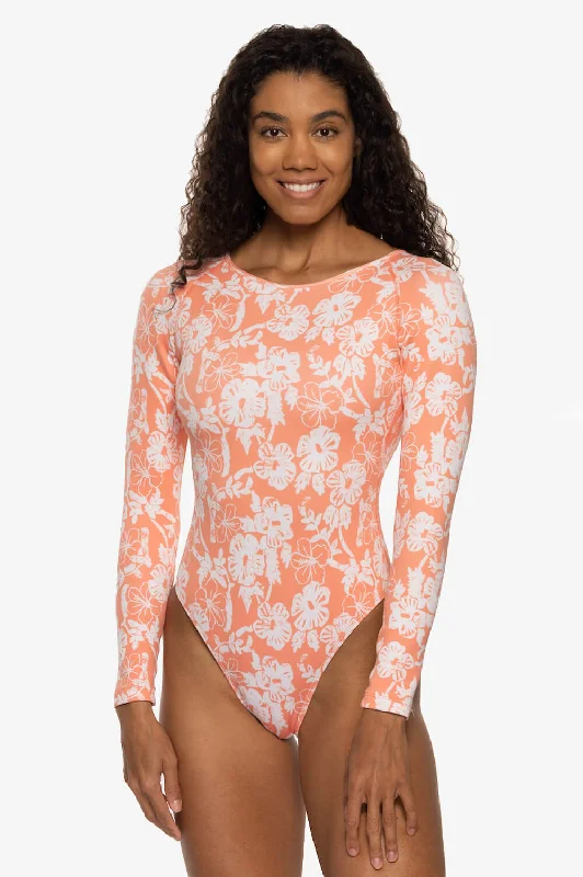 Bridal One-Pieces for Wedding -Lennon Long Sleeve Surf One Piece - Atoll