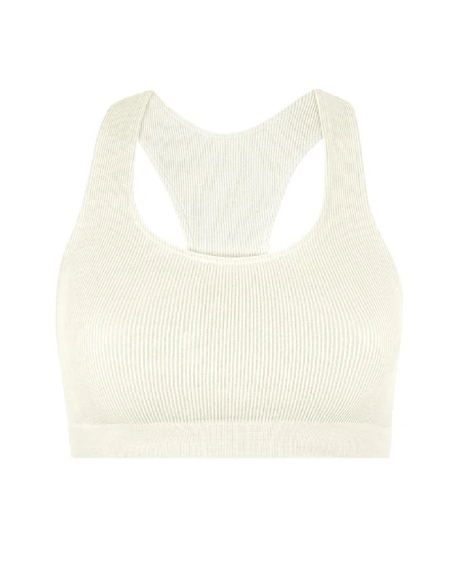 White One-Pieces for Elegant -RIBBED ELATED Bra Top | Cream